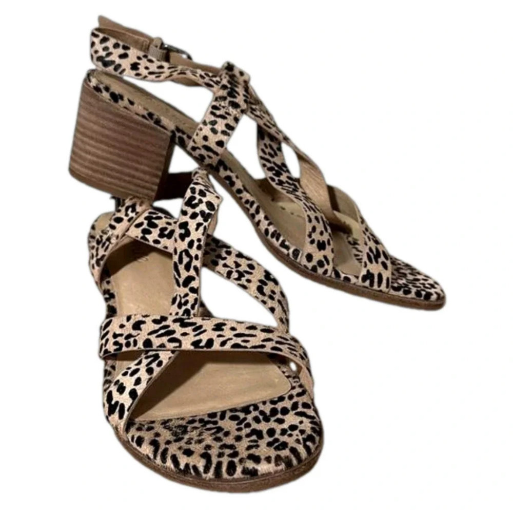 Madewell Mohair animal print cheetah chunky heel sandal